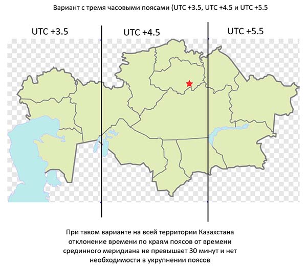 Карта часовых поясов казахстана